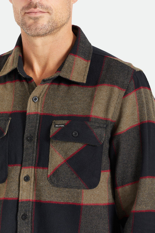 Brixton Bowery L/S Flannel - Heather Grey/Charcoal