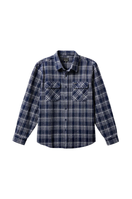 Brixton Bowery Heavy Weight L/S Flannel - Navy/Grey