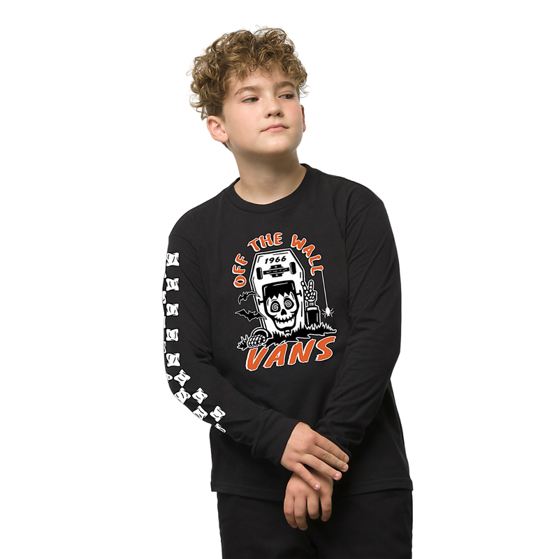 Vans Kids Sk8 Skull Long Sleeve T-Shirt - Black