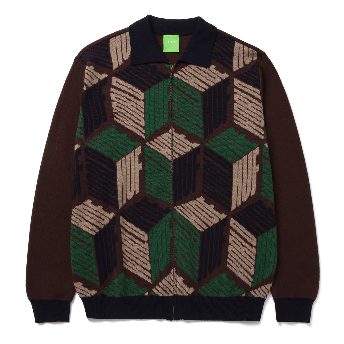 HUF Dimensions Zip Sweater - Chocolate