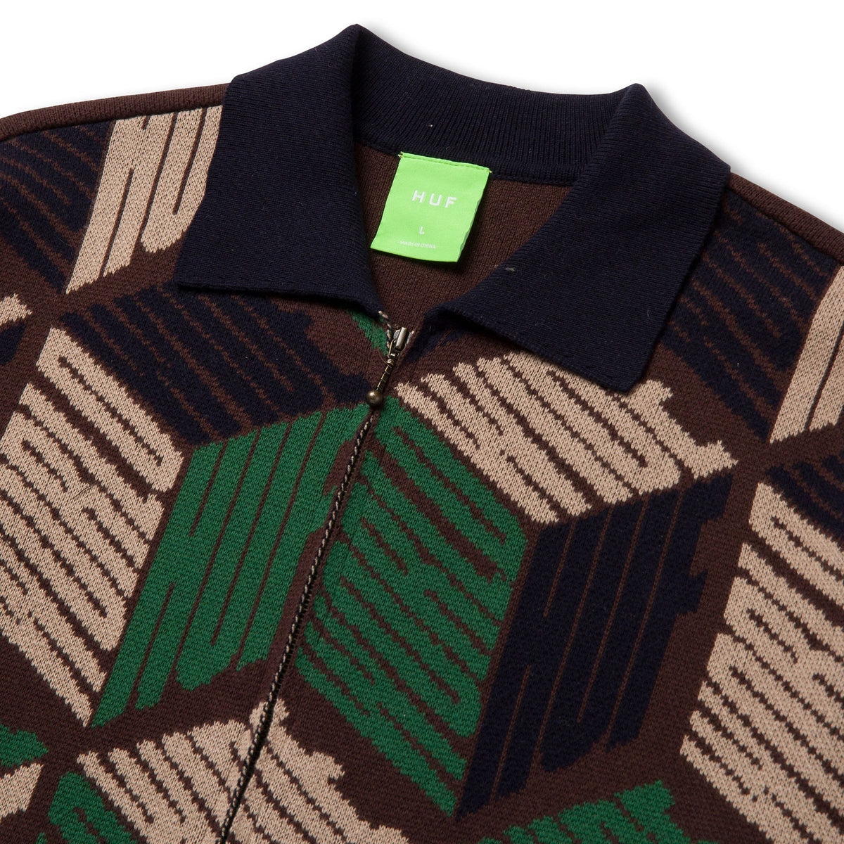 HUF Dimensions Zip Sweater - Chocolate