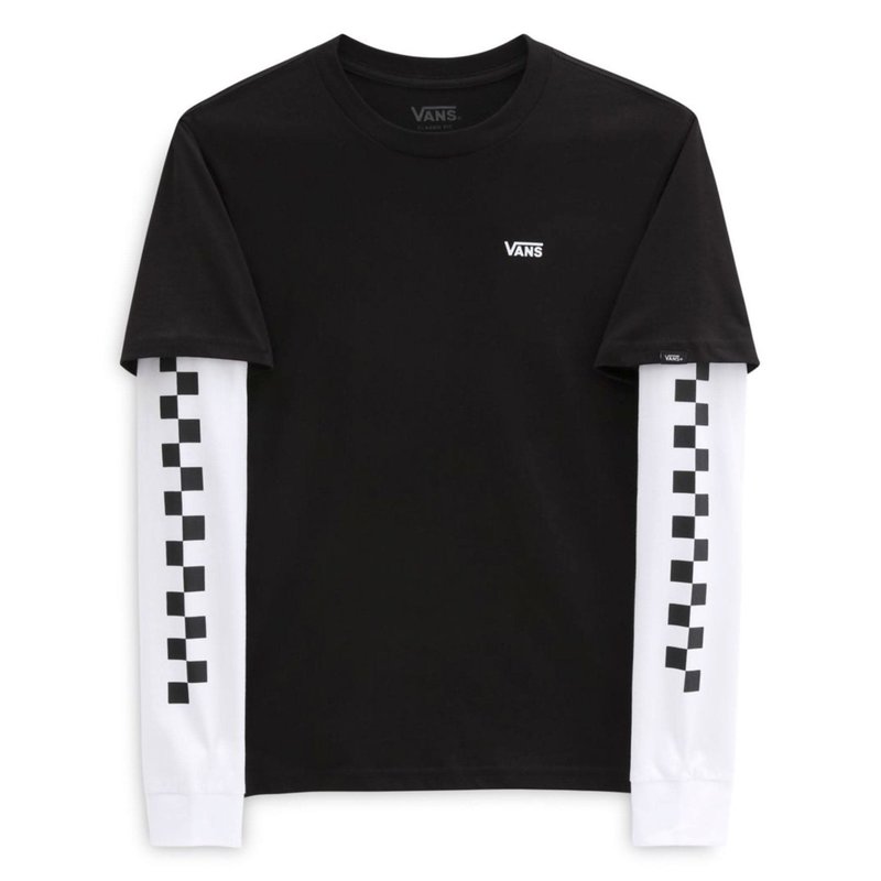 Vans Kids Long Check Twofer Long Sleeve T-Shirt - Black/Black