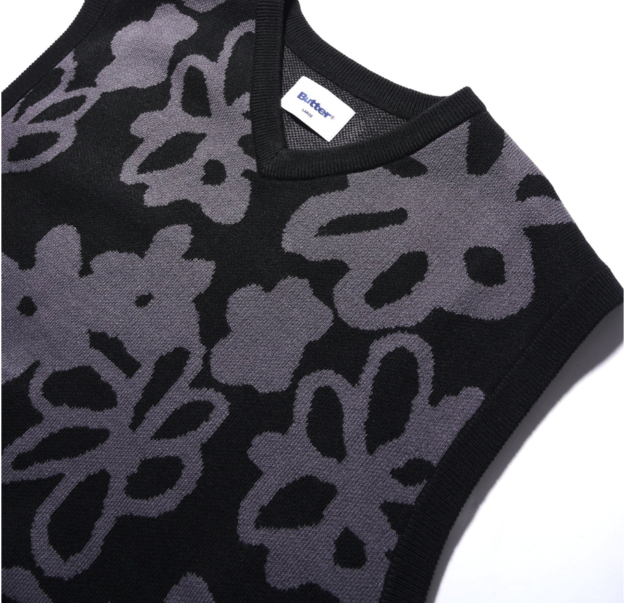 Butter Goods Flowers Knit Vest - Black - Palm Isle Skate Shop