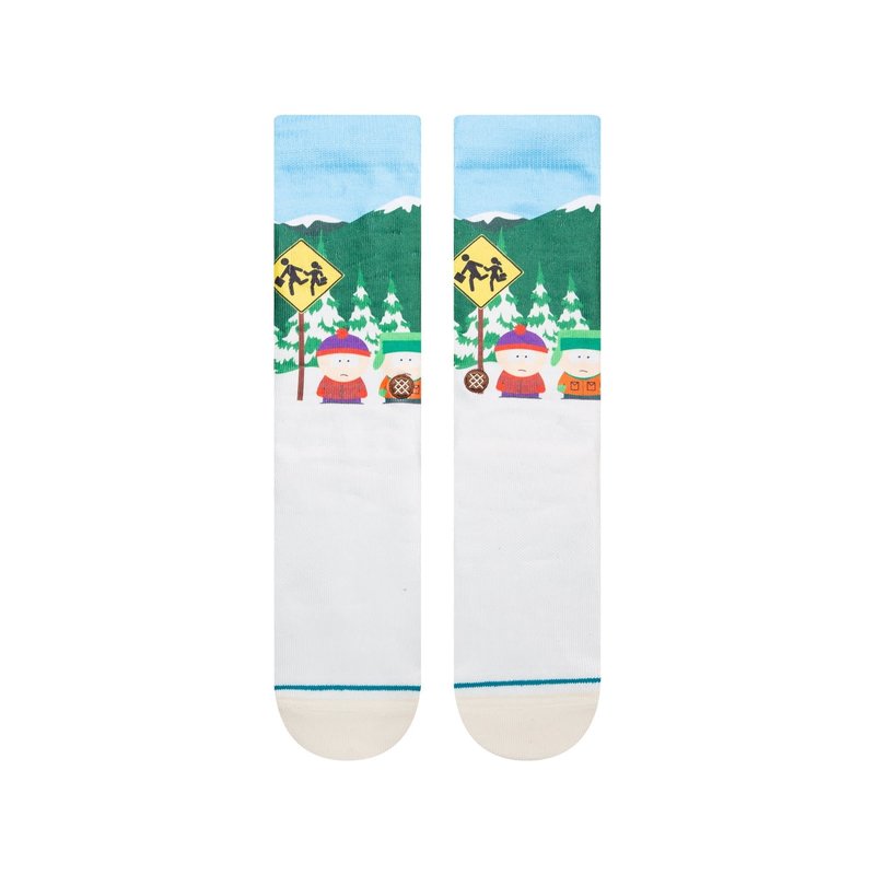 Stance South Park Bus Stop Crew Socks - Vintage White