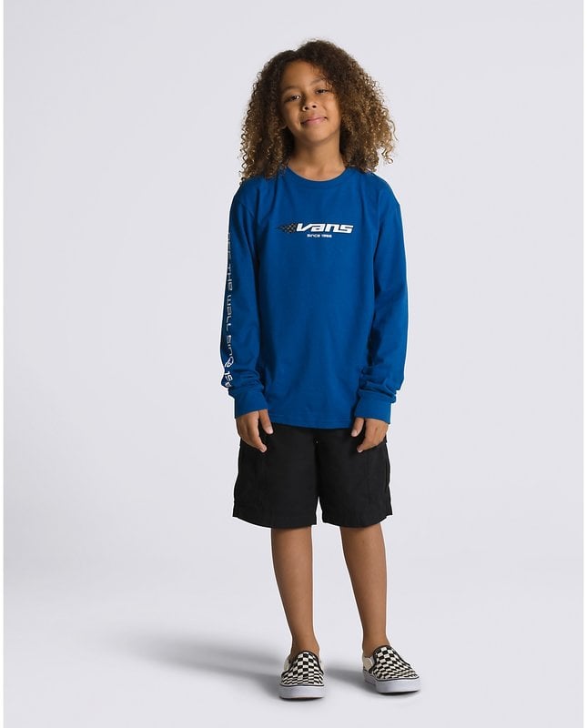 Vans Kids Reflective Checkerboard Flame Long Sleeve T-Shirt - True Blue