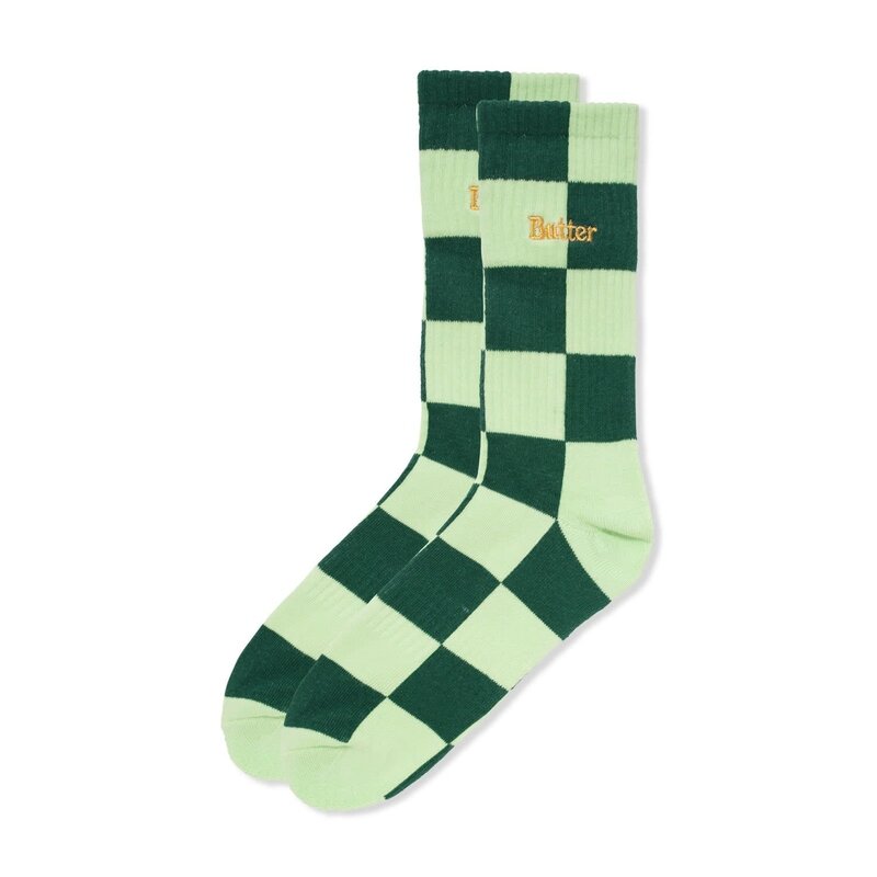 Butter Goods Checkered Socks - Pale Green/Army