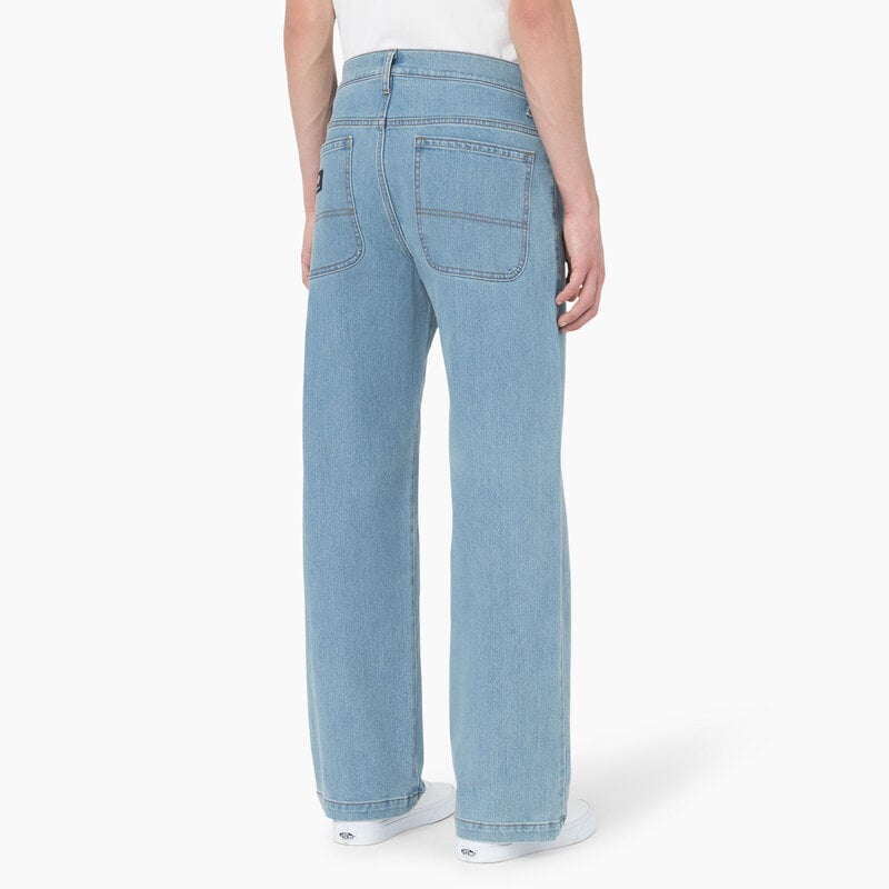 Wrangler® Denim Loose Fit Cargo Jean in Medium Stonewash Denim