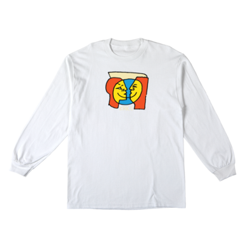 Krooked Moonsmile Longsleeve T-Shirt - White/Multi Color Print