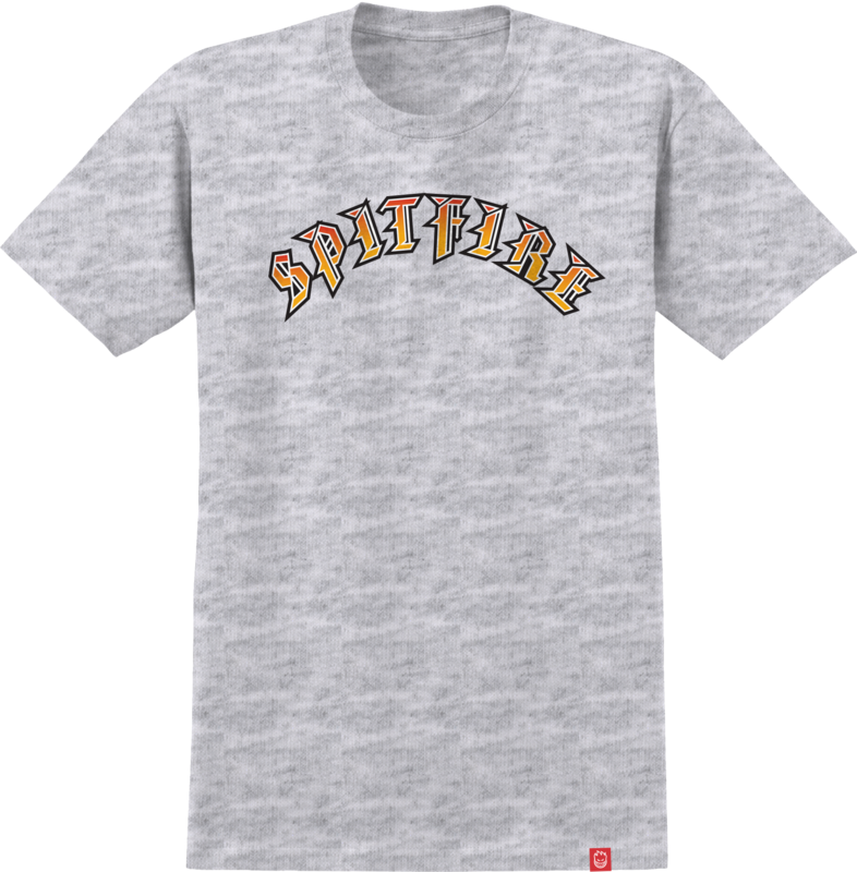 Spitfire Youth Old E Fade Fill T-Shirt - Ash/Red/Yellow