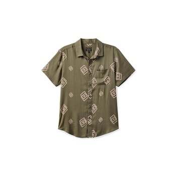 Brixton Charter Chemise Tissée M/C - Olive Surplus/Rose Corail