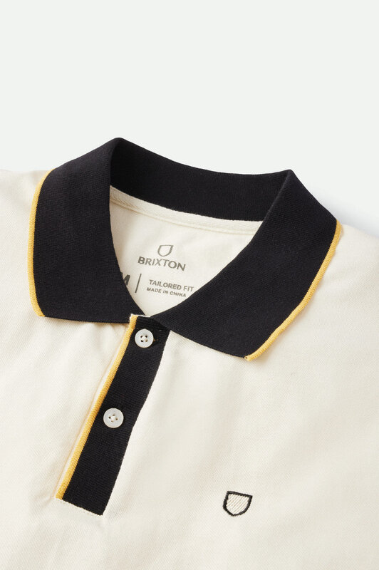 Brixton Proper S/S Polo Knit - Off White/Black