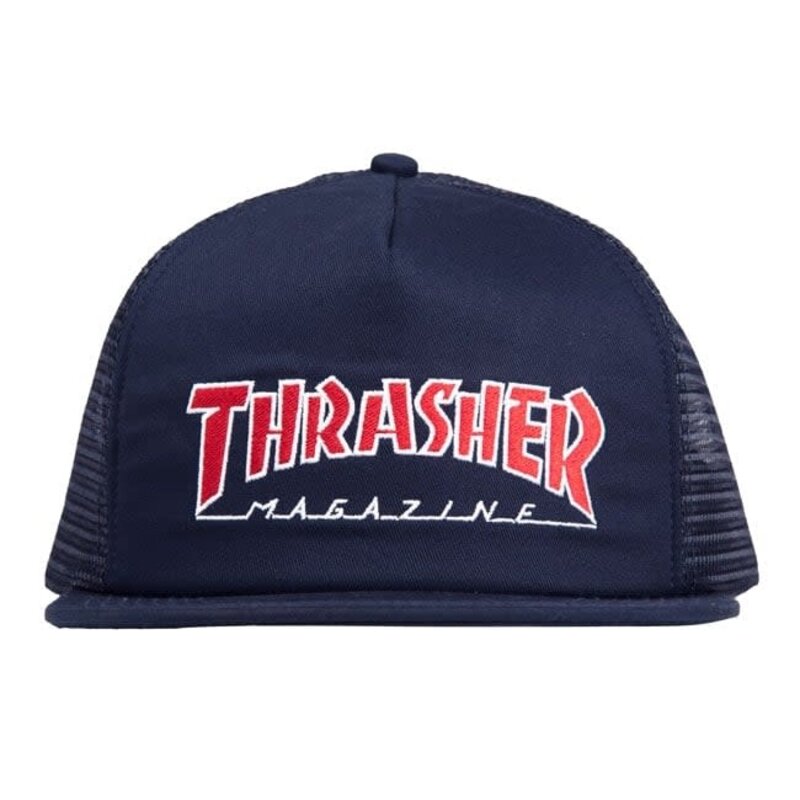 Thrasher Embroidered Outlined Trucker Hat - Navy