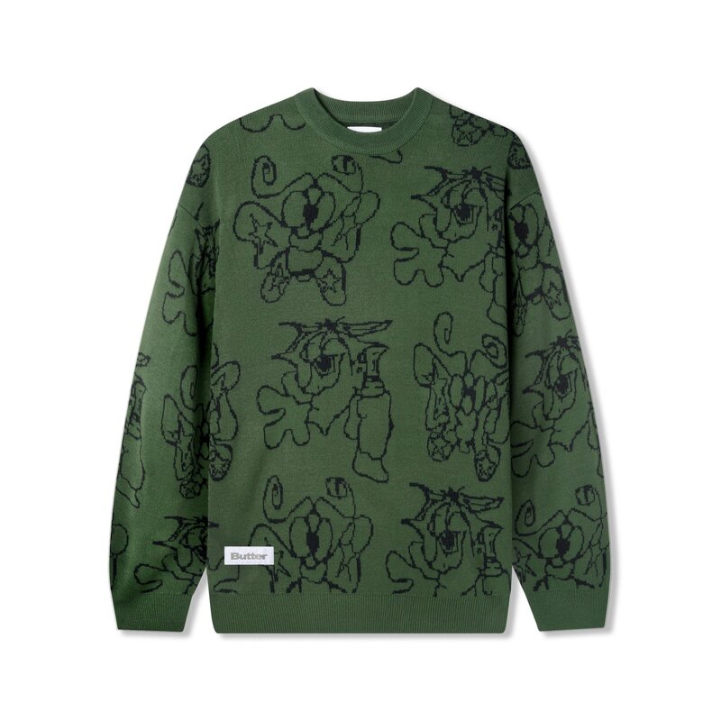 Butter Goods Spray Knit Sweater - Forest