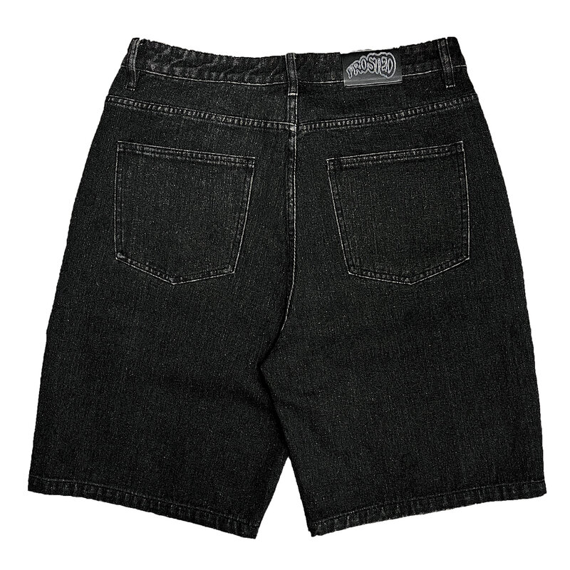 Frosted Wavy Jeans Shorts - Noir Vintage
