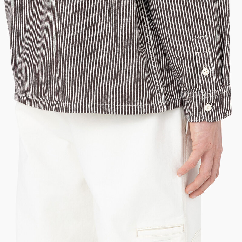 Dickies Hickory Stripe Long Sleeve Work Shirt - Ecru/Brown (EUB)