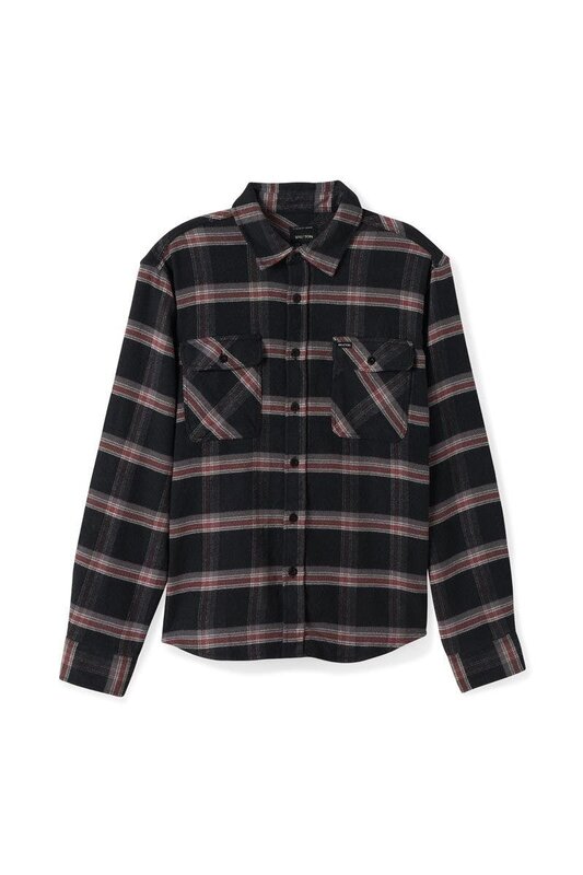 Brixton Bowery Stretch Water Resistant L/S Flannel - Black/Charcoal/Barn Red