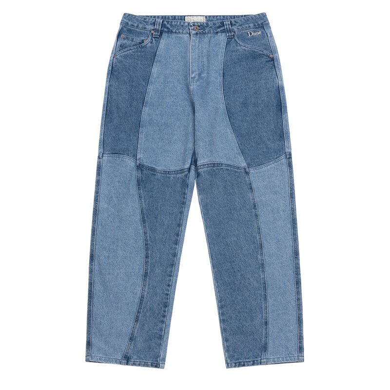 Dime Blocked Relaxed Denim Pants - Blue Washed
