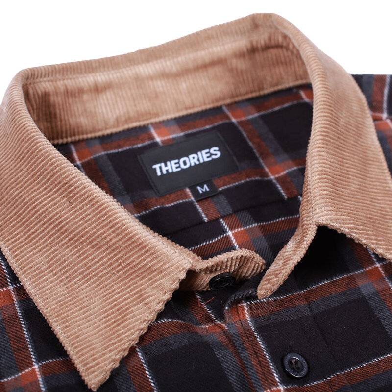 Theories Cascadia Cord Collar Flannel Shirt - Black