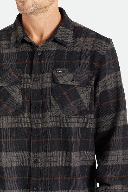 Brixton Bowery L/S Flannel - Black/Charcoal