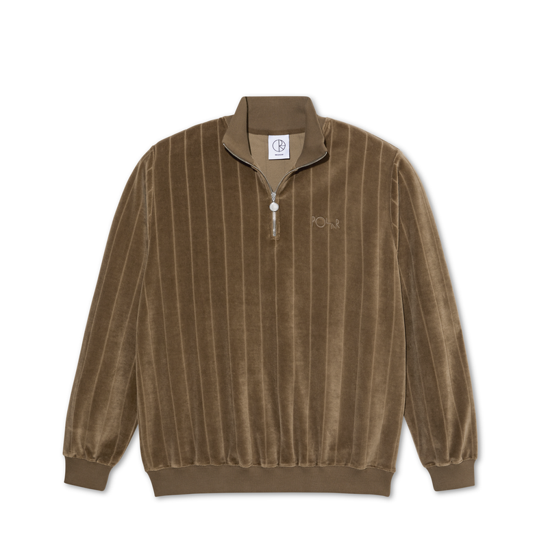 Polar Skate Co. Zip Neck Sweatshirt - Stripe Velour Beech