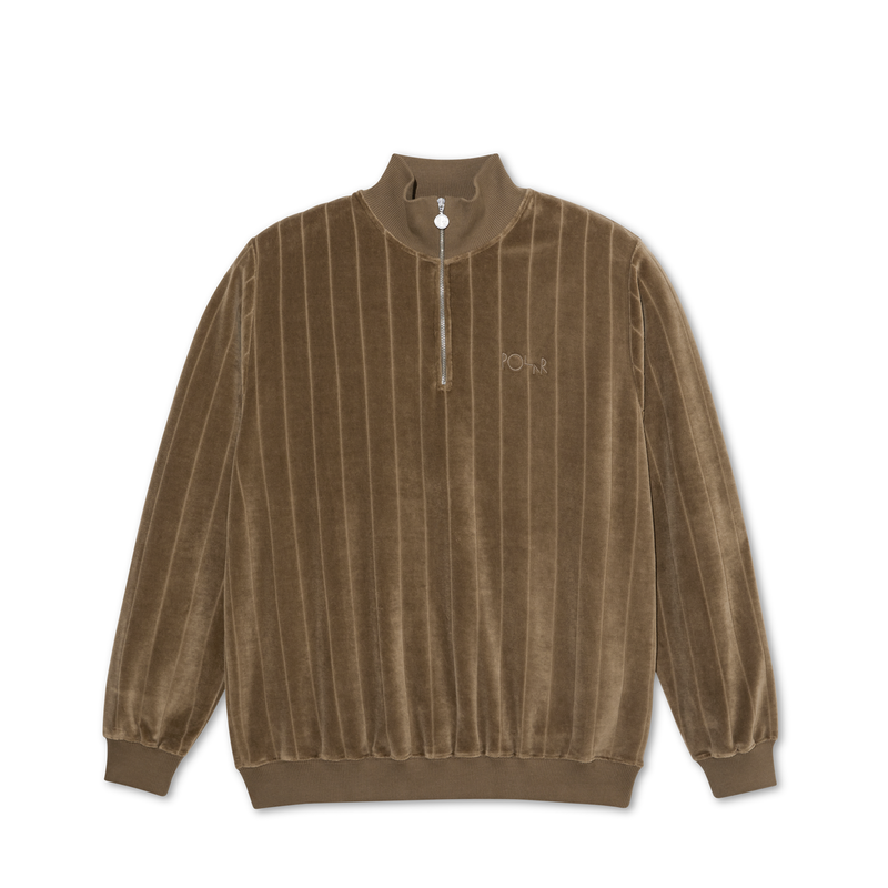Polar Skate Co. Zip Neck Sweatshirt - Stripe Velour Beech