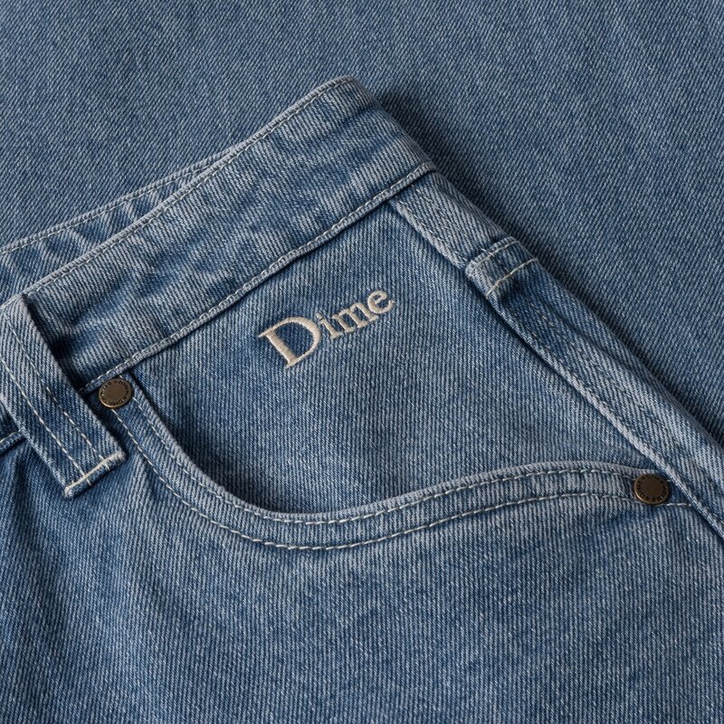 Dime Classic Pantalons Baggy en Denim - Bleu Délavé