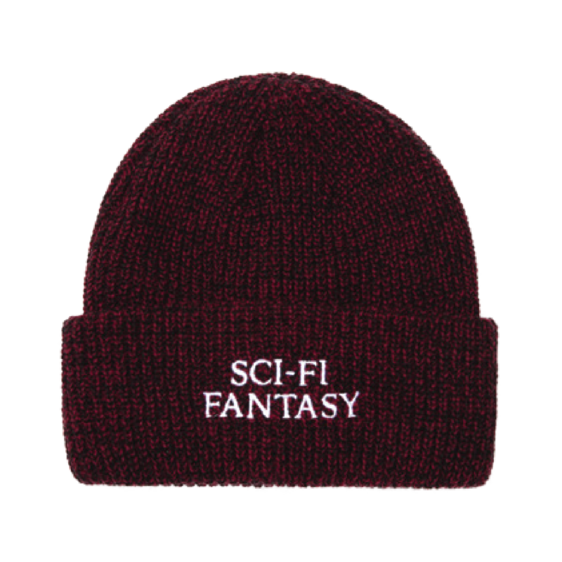 Sci-Fi Fantasy Mixed Yarn Logo Bonnet - Rouge/Noir