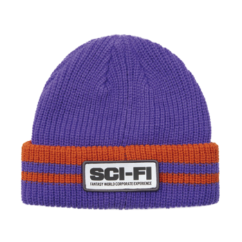 Sci-Fi Fantasy Reflective Patch Beanie - Purple/Orange