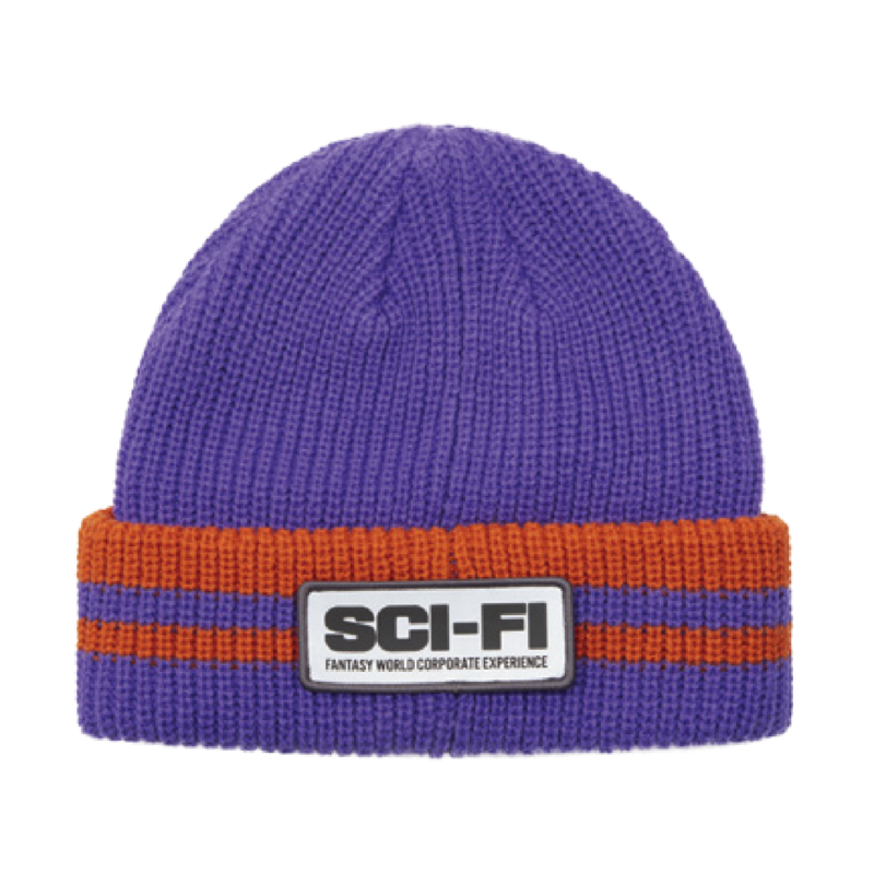 Sci-Fi Fantasy Reflective Patch Beanie - Purple/Orange