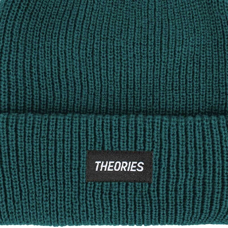 Theories Stamp Label Rib Knit Beanie - Teal Green