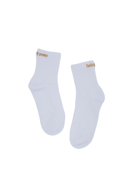Fucking Awesome Cross Quarter Socks - White