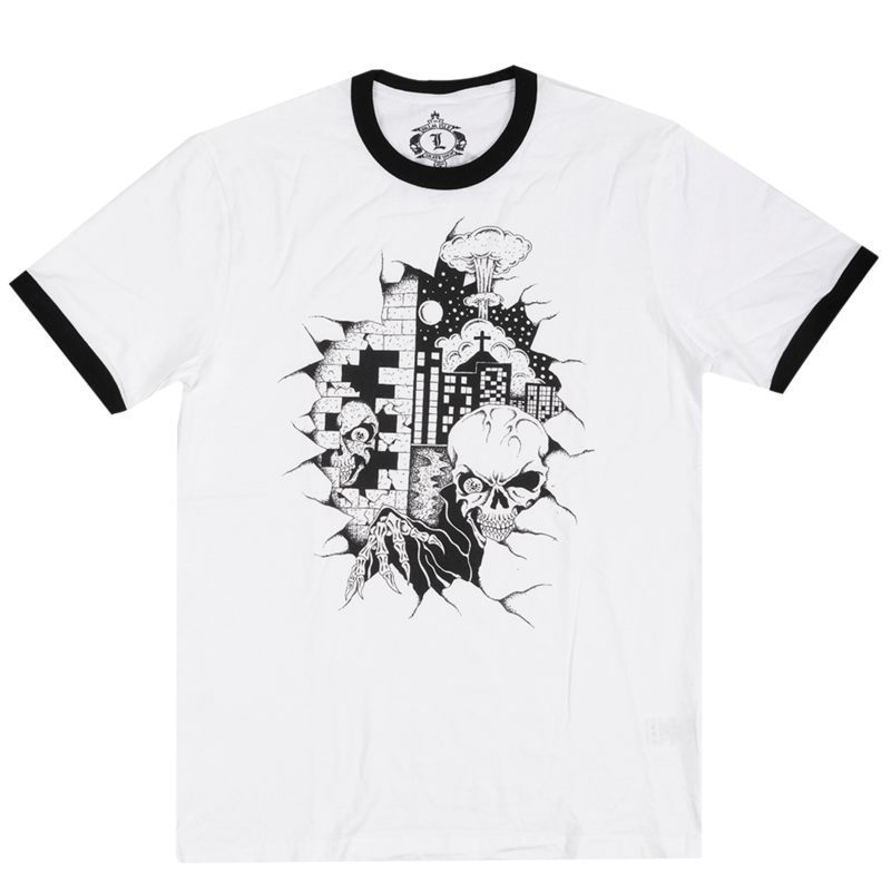 Palm Isle Tavi Ringer Front Print T-Shirt - White