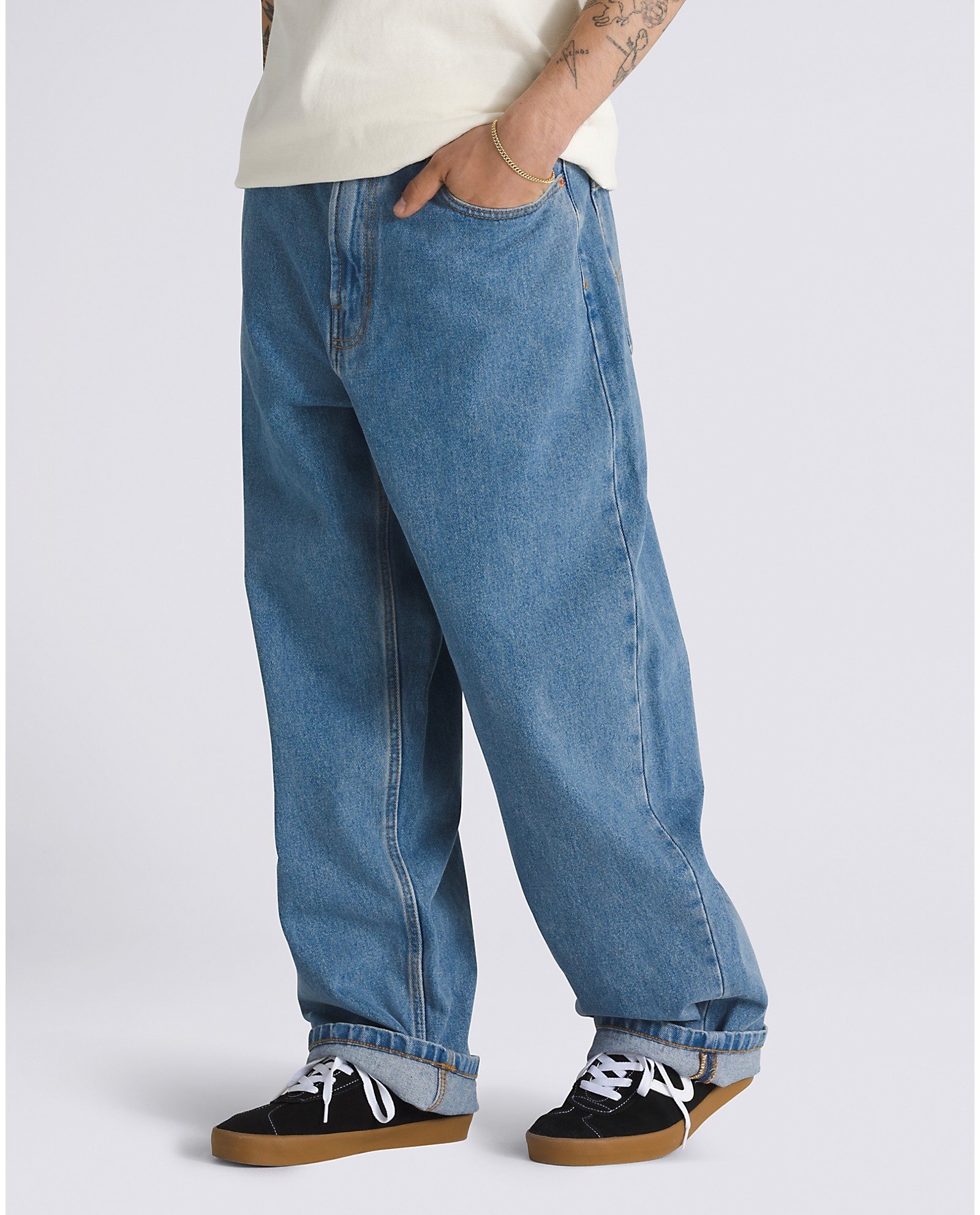 Check-5 Baggy Denim Trousers, Blue