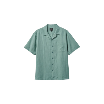Brixton Bunker Linen Blend S/S Camp Collar Shirt - Chinois Green