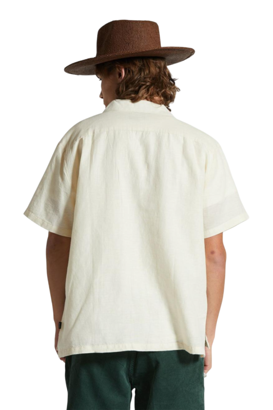 Brixton Bunker Linen Blend S/S Camp Collar Shirt - Whitecap