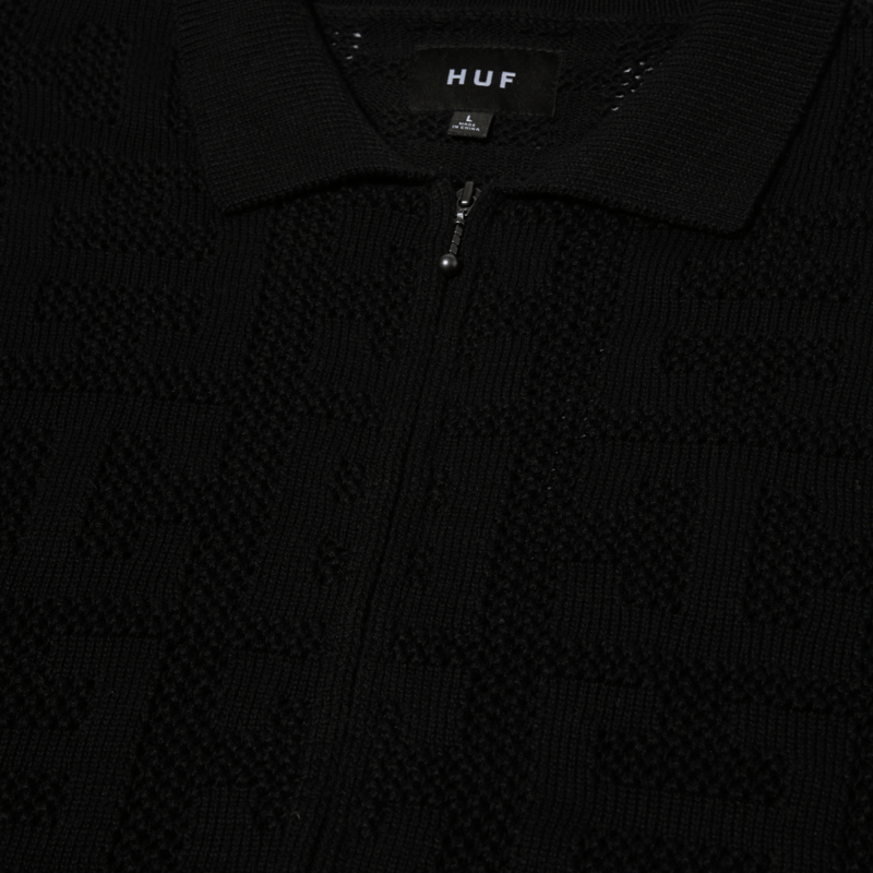 HUF Monogram Jacquard Zip Sweater - Black