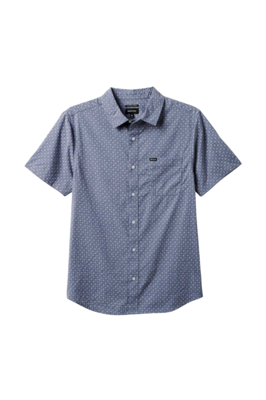 Brixton Charter Print S/S Shirt - Flint Stone Blue Micro