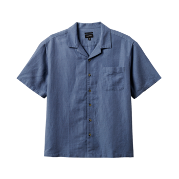 Brixton Bunker Linen S/S Camp Collar Woven Shirt - Flint Stone Blue