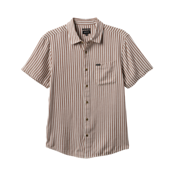 Brixton Charter Herringbone Stripe S/S Woven Shirt - Off White/Bison