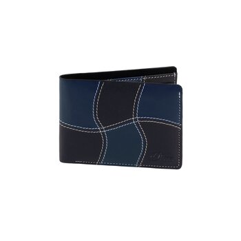 Dime Wave Leather Wallet - Navy