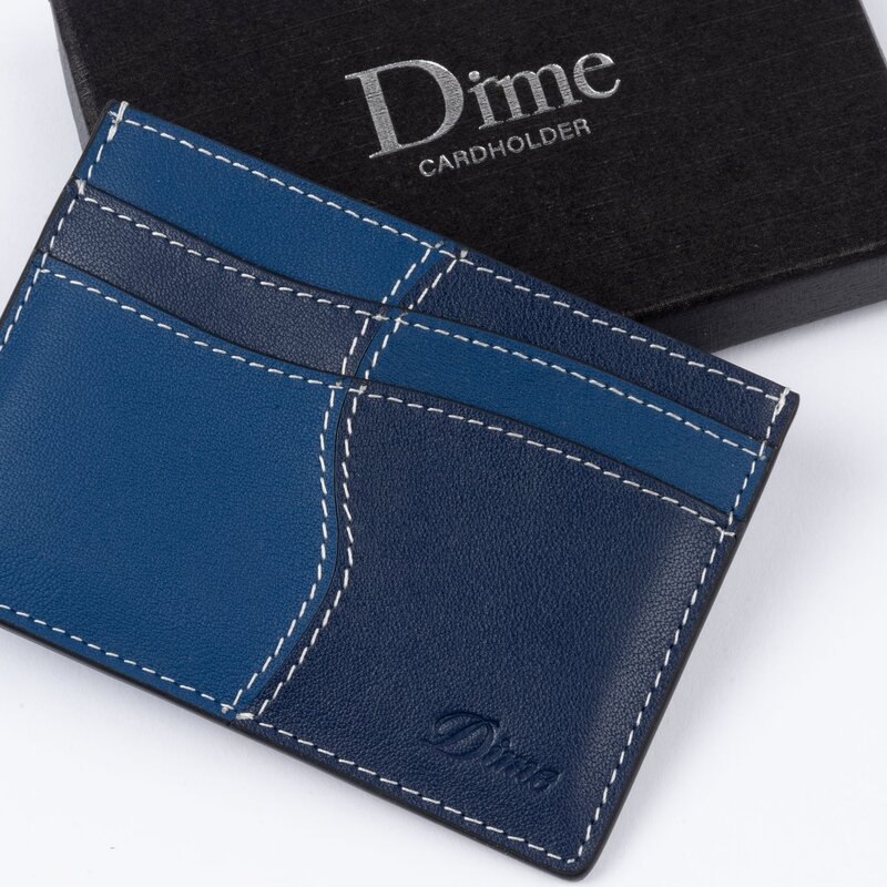 Dime Wave Leather Cardholder - Navy