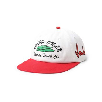 Cash Only Dollar Sign 6 Panel Hat - White/Red