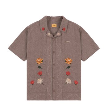 Dime Lotus Button Up SS - Heather Brown