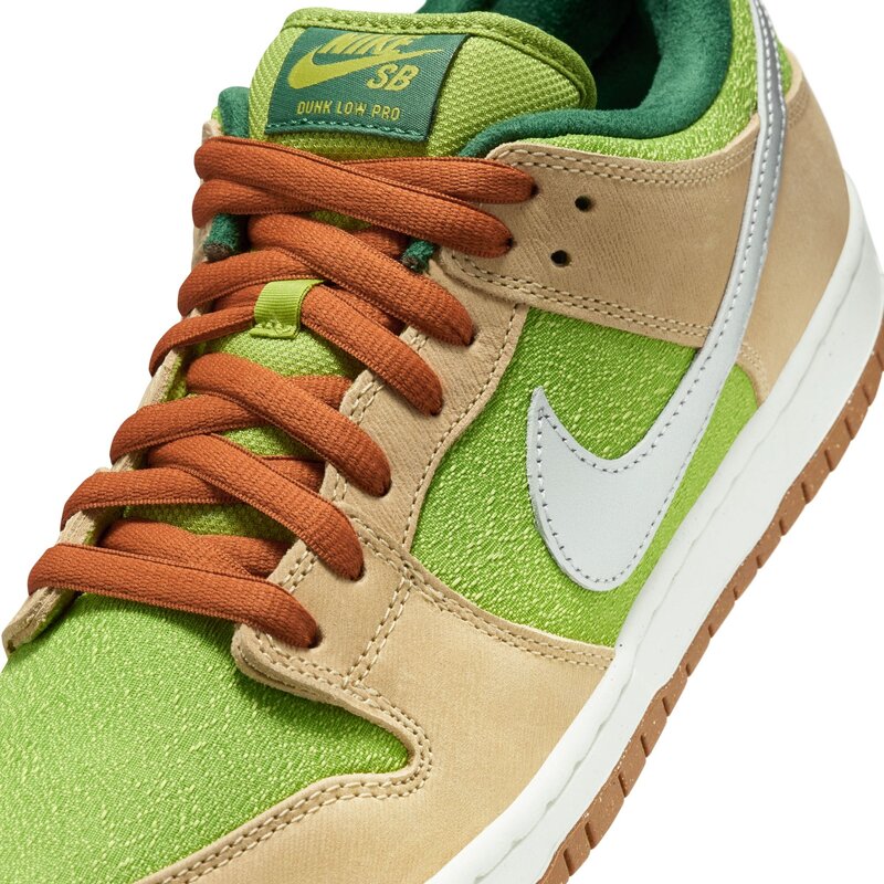 Nike SB Dunk Low Pro Sesame Metallic Silver Pear Fir Palm Isle Skate Shop