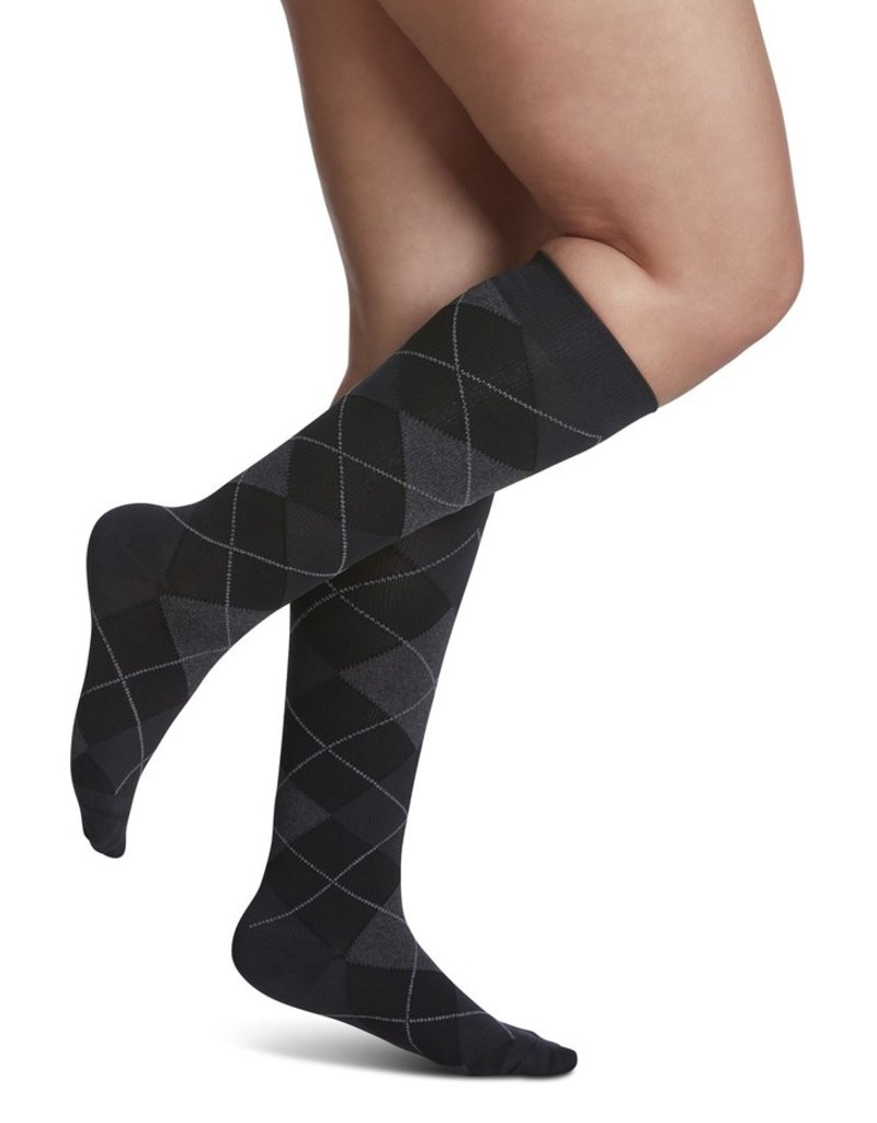 Sigvaris Sigvaris 143 Microfiber Shades Compression Socks - Onyx Argyle