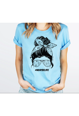 Messy Bun Nurselife Blue T-shirt #21