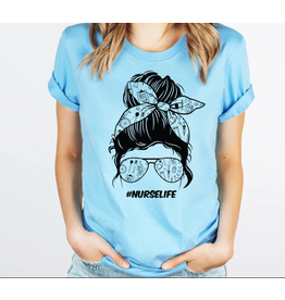 Messy Bun Nurselife Blue T-shirt #21