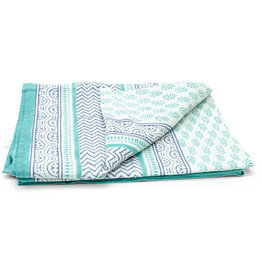 Asha Handicrafts Turquoise Chevron Tablecloth