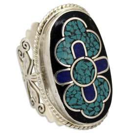 Sana Hastakala Turquoise and Silver Ring