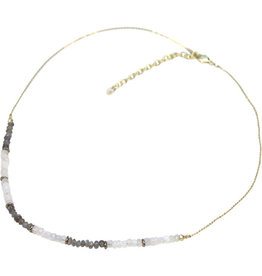 India Single Strand Grey and White Beaded Necklace